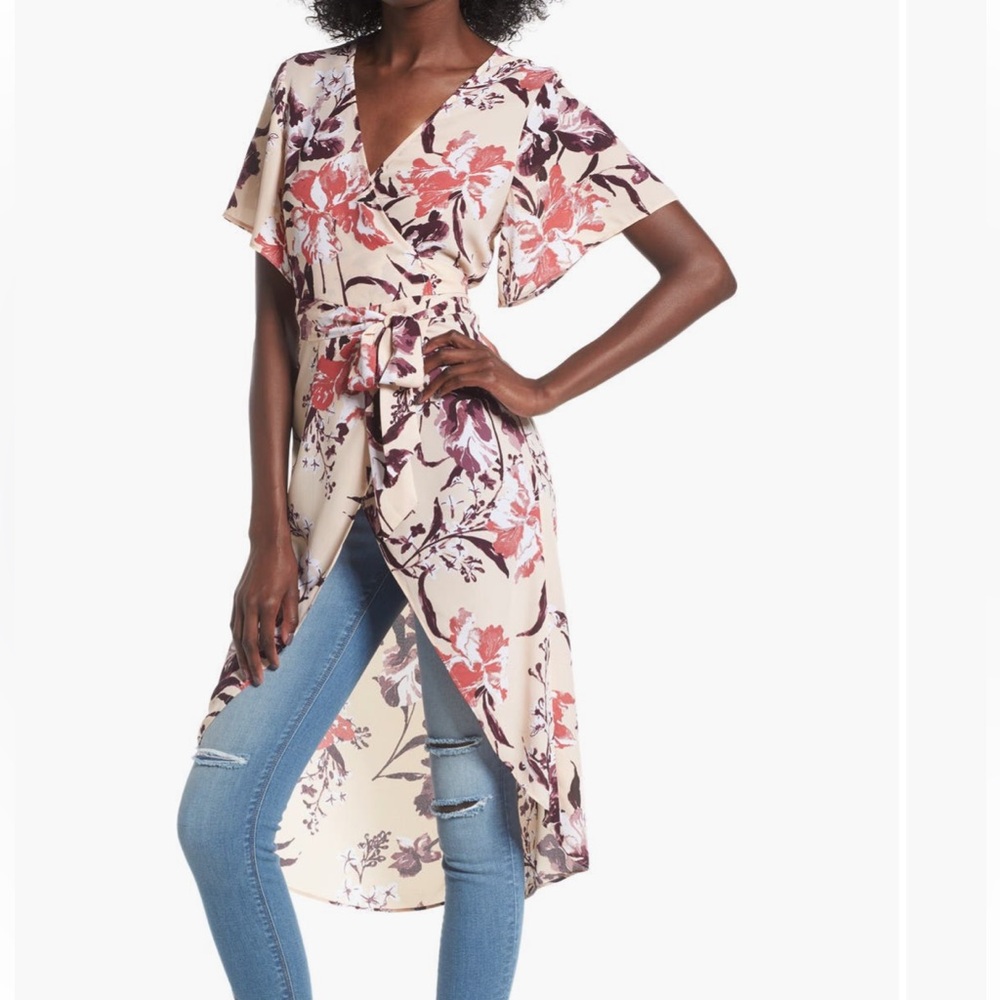 Leith Floral Wrap Dress with Belt - Size M